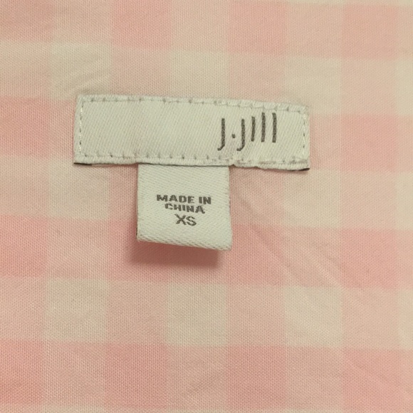 J. JILL Pink & White Gingham Checkered Popover Top - Picture 2 of 14